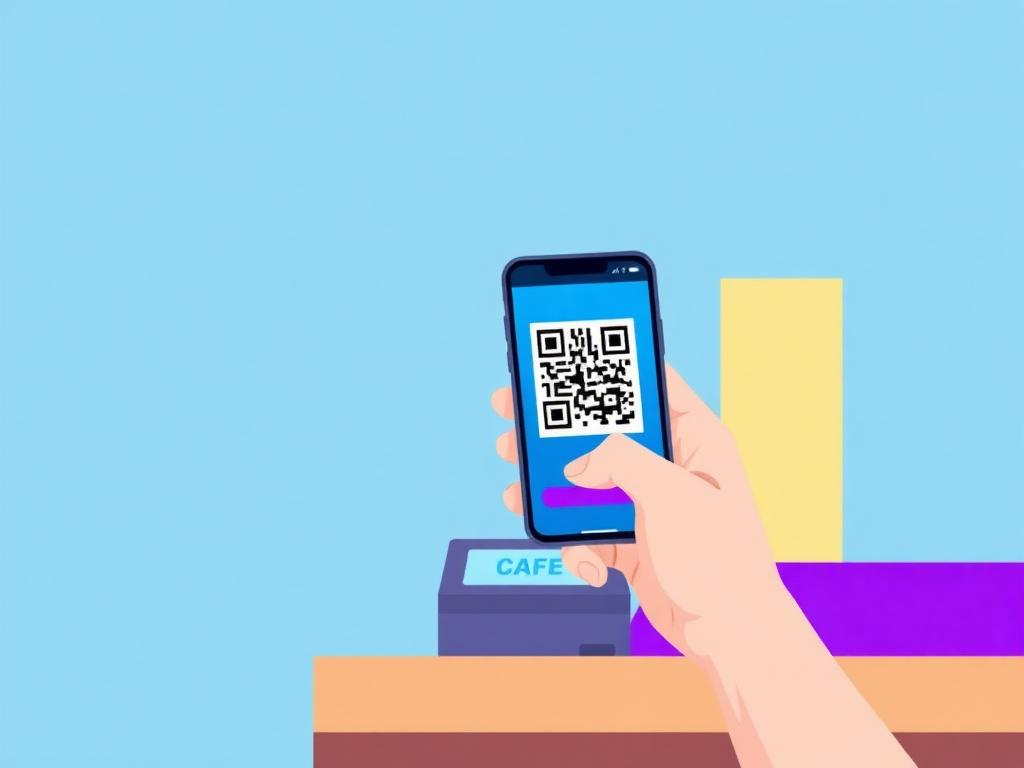 Kund skannar QR-kod vid kassan för att registrera sig